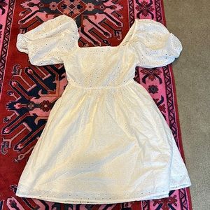 White eyelet mini dress